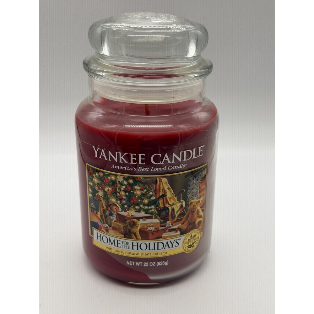 New Yankee Candle HOME FOR THE HOLIDAYS 22 Oz Rare Festive Label Jar Candle
